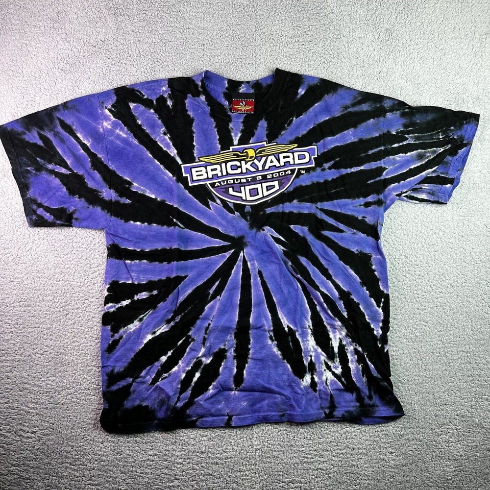 Brickyard Authentics Mens XL  Purple Brickyard 400 Tie Dye Shirt August 2004